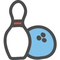 Cute hand-drawn icon of bowling (pin-ball)