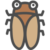 Cute icon of cicada (brown cicada)