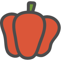 Cute hand-painted icon of red bell pepper