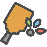 Cute hand-painted icon of battledore (with feathers)