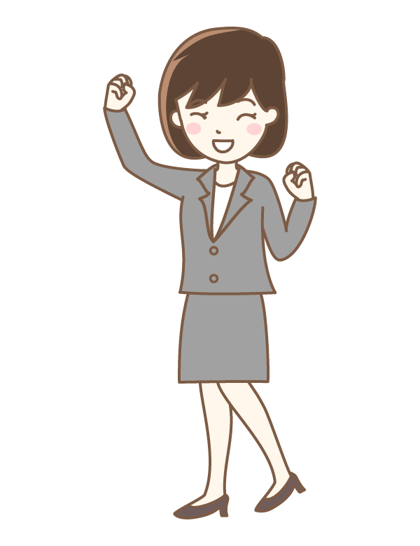 Female office worker who makes a guts pose with a smile