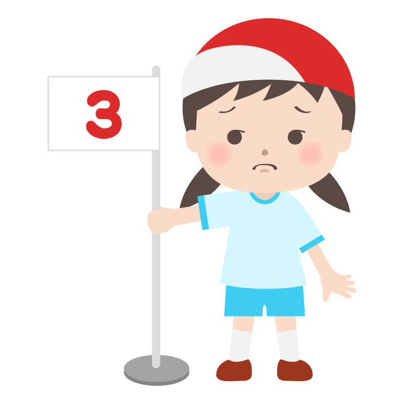 Frustrated expression after winning the third prize at the athletic meet