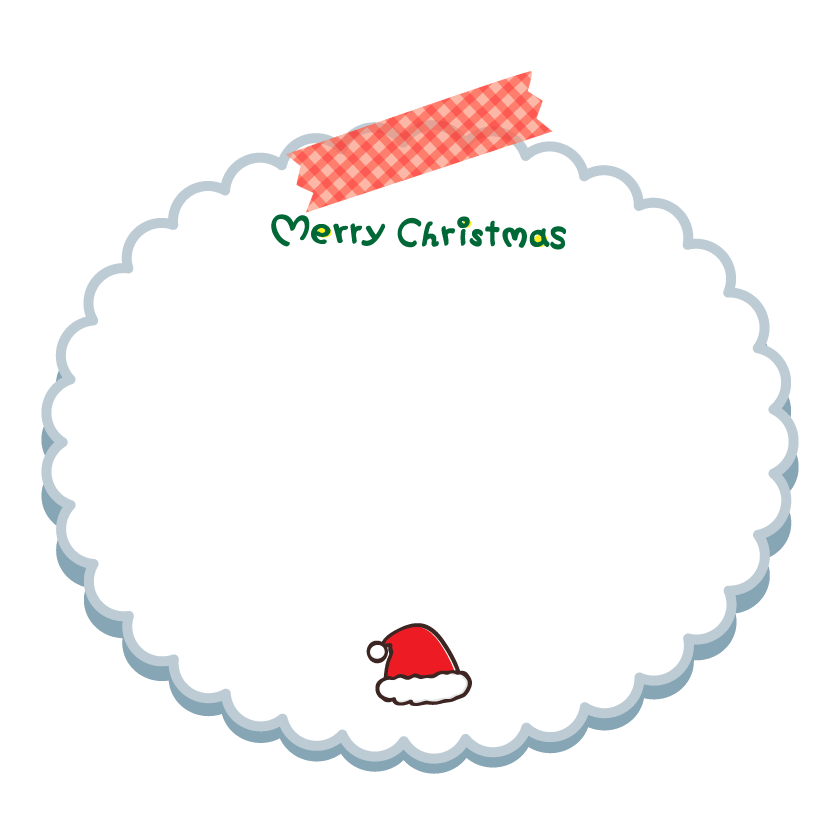 Santa hat and (merry-christmas) character memo paper style frame-frame