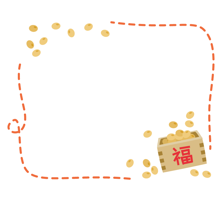 Setsubun-Mamemaki-Orange dotted frame of wooden box-Frame