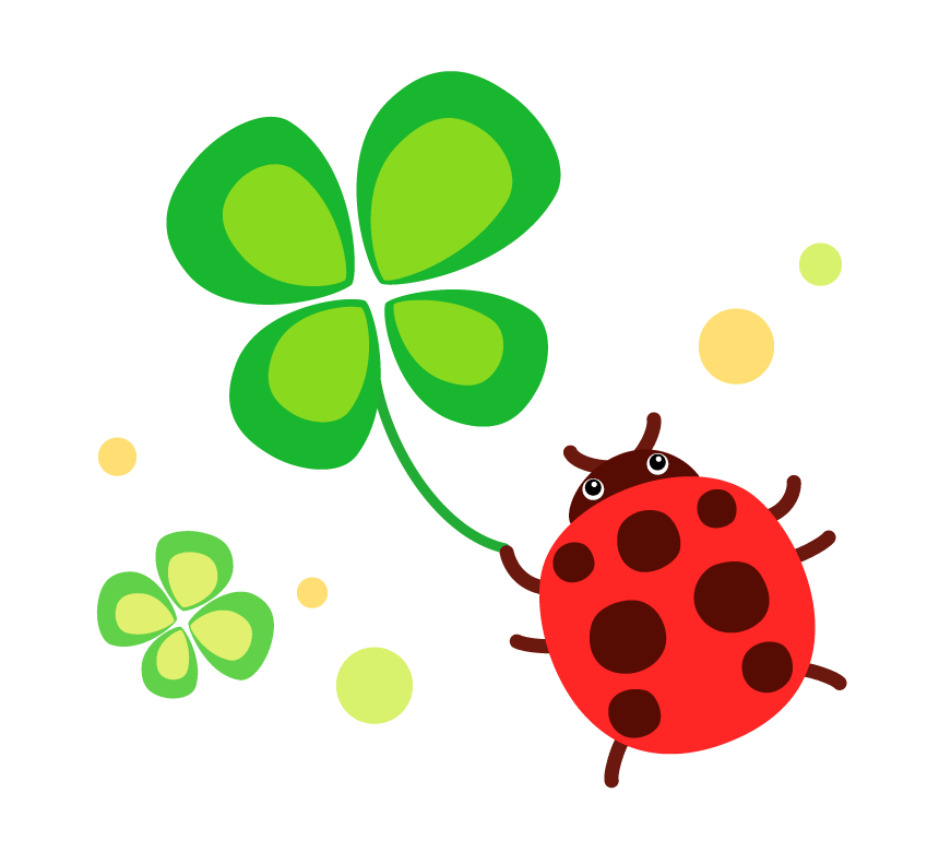 Ladybird with four-leaf clover