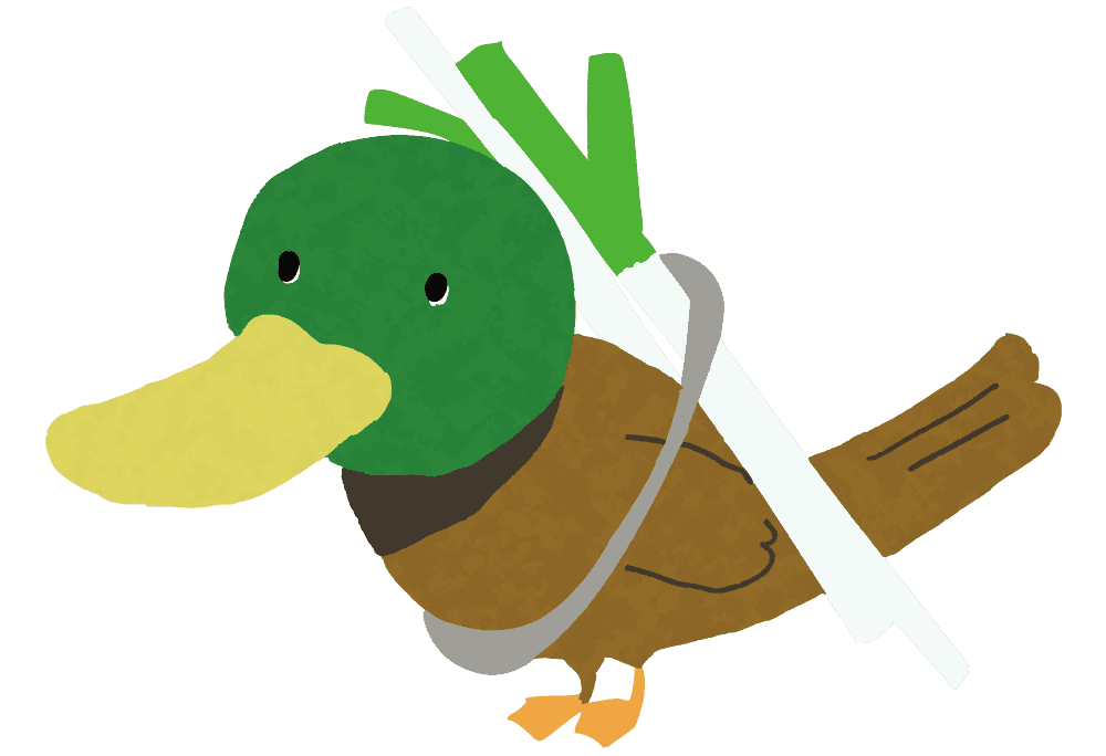 Cute duck-Funny bird material carrying green onions