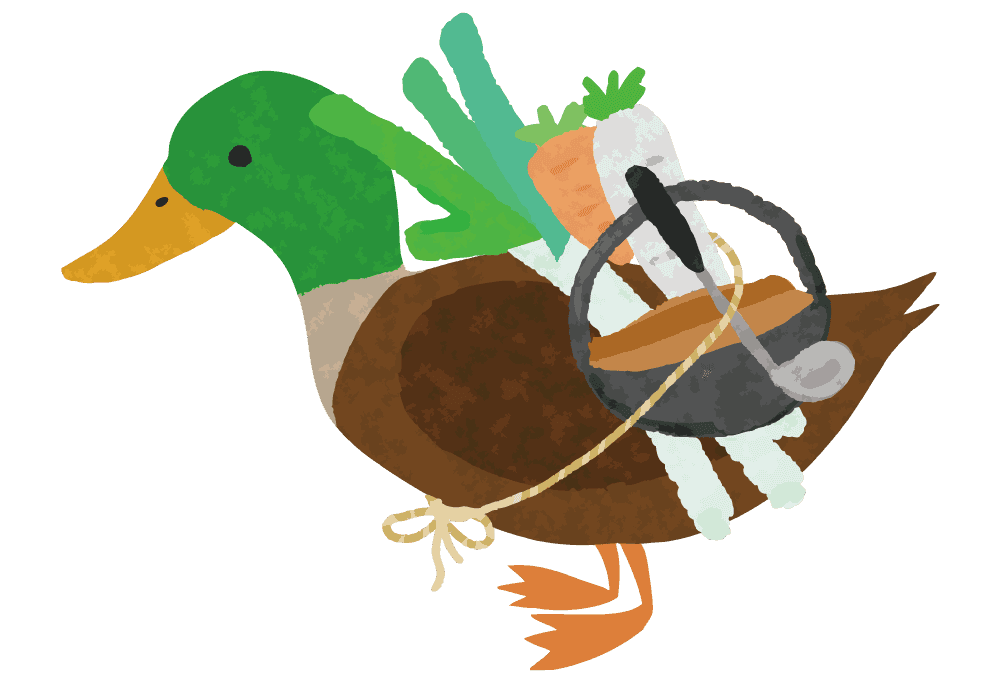 Cute duck-Funny bird material carrying green onions