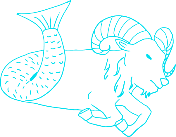 Capricorn-Head is goat, lower body is fish constellation material