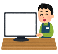 Clerk (male) who shows the monitor and guides