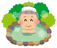 Grandmother in a hot spring
