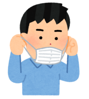 マスクを外している
