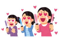 Idol fan (female) with a penlight at the chest position