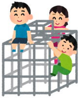 ジャングルジムで遊ぶ子供達