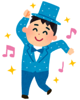 衣装を着て踊る男性