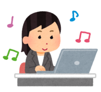 A person who works while listening to music (female)