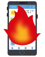Smartphone with SNS displayed (on fire)