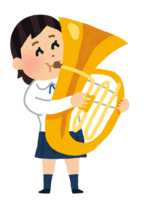 Female student playing tuba (brass band)
