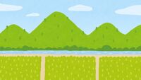 Mountains, rivers and rice fields (background material)