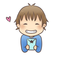 Boy who rejoices with New Year's present