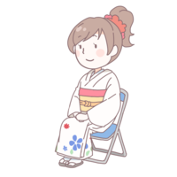 Adult woman sitting in a white kimono