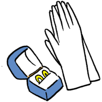 Gloves and wedding ring