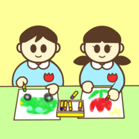 A kindergarten child drawing