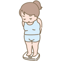 Fat woman riding a weight scale