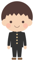 (Cute person illustration) Junior high school boy-girl wearing school uniform (school run-blazer)