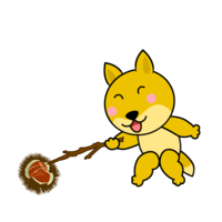栗拾いする狐キャラ