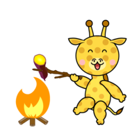 焼き芋するキリンキャラ