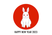 New Year's card of Hinomaru and white rabbit