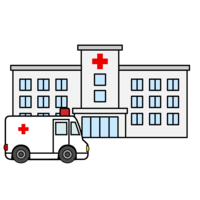 Hospital and ambulance