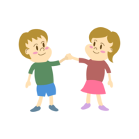 Boys and girls holding hands