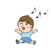 Boy singing and frolicking