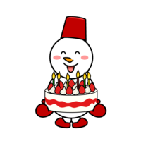 ケーキの雪だるまキャラ