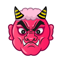 Scary pink demon face