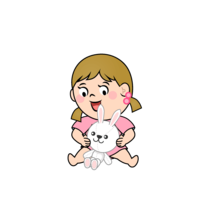 Girl playing with a stuffed animal