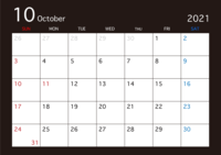 Black calendar for October 2021