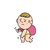 Baby character carrying Issho Mochi