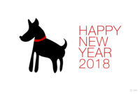 New Year's card of cute silhouette dog