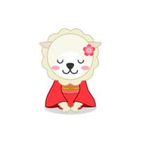 New Year greeting kimono sheep