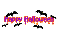 空飛ぶコウモリとHappy-Halloweenタイトル