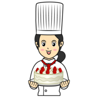 Female pastry chef making cake