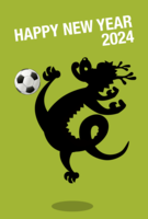 Dragon silhouette New Year's card to play soccer