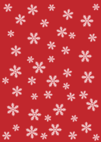Red background image of falling snow crystals