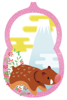 Japanese style Inoshishi (Akabeko style) New Year's card 2019 background