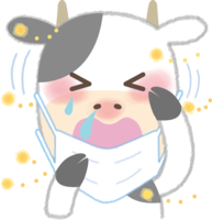 Cow pollinosis-Illustration (mask-sneezing-snot-itching eyes)