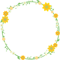 小花黄色(イエロー)丸円フレーム枠