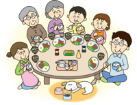 围着餐桌的6口之家