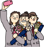 毕业典礼后互相拍照(中学生·高中生)